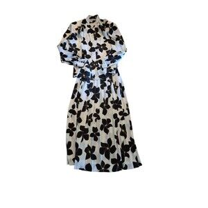 JH Collectibles VTG 70s Skirt Outfit Floral Midi Skirt Blouse Black Wht Sz XS